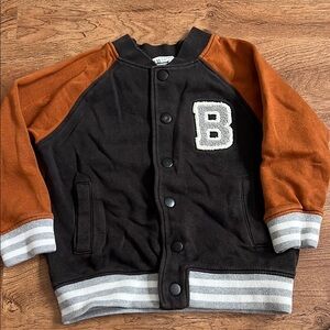 Kids Varsity Jacket with Orange Sleeves